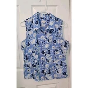 Talbots Sleeveless Floral Print Shirt Size M Petites